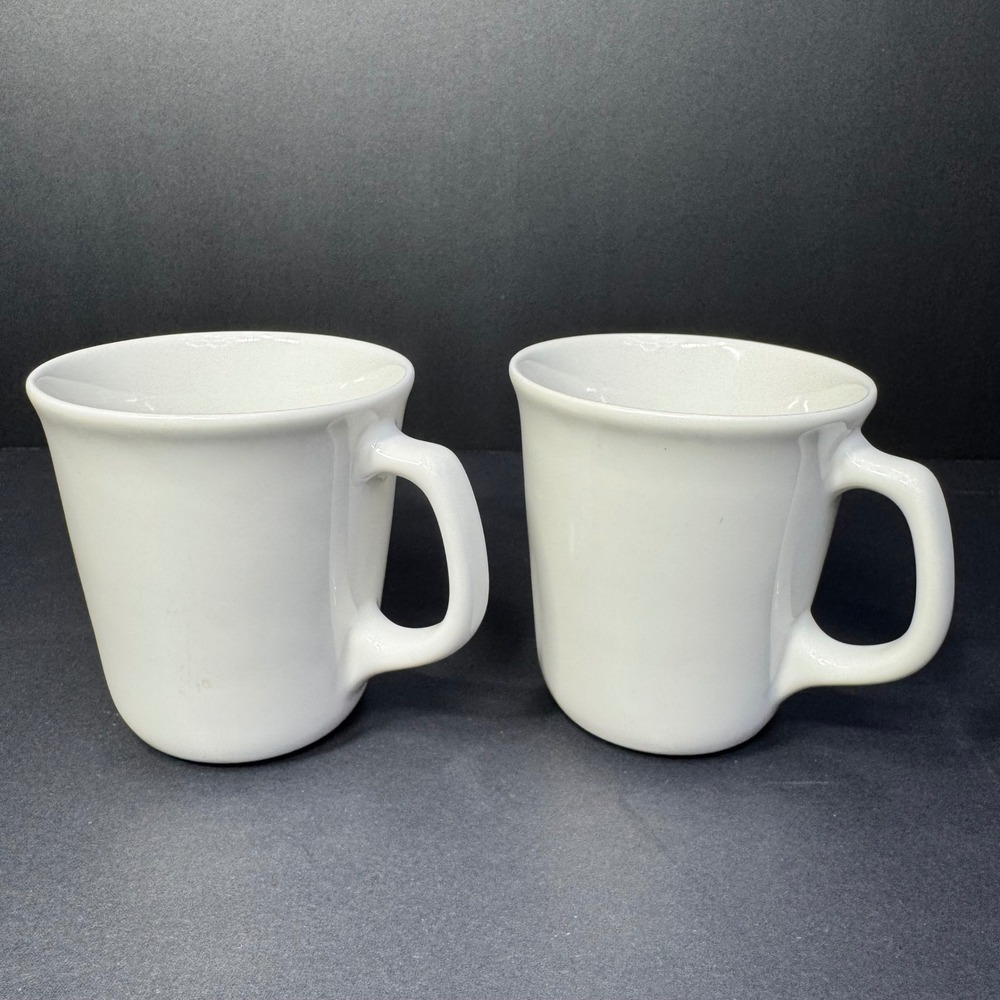 Corelle Coordinates VTG White Stoneware Coffee Mug Set of 2 Solid White 4" 1980s